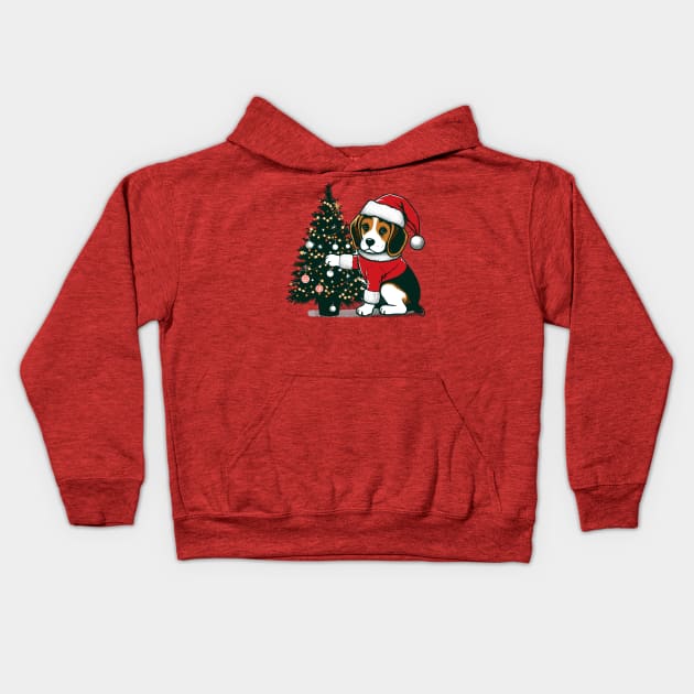 Beagle Dog Christmas Kids Hoodie by Graceful Designs